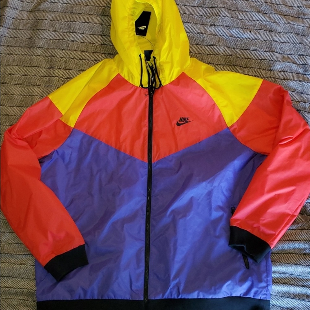 Mens XL Super Rare Nike Windrunner Heritage hooded Jacket Nylon Glanz